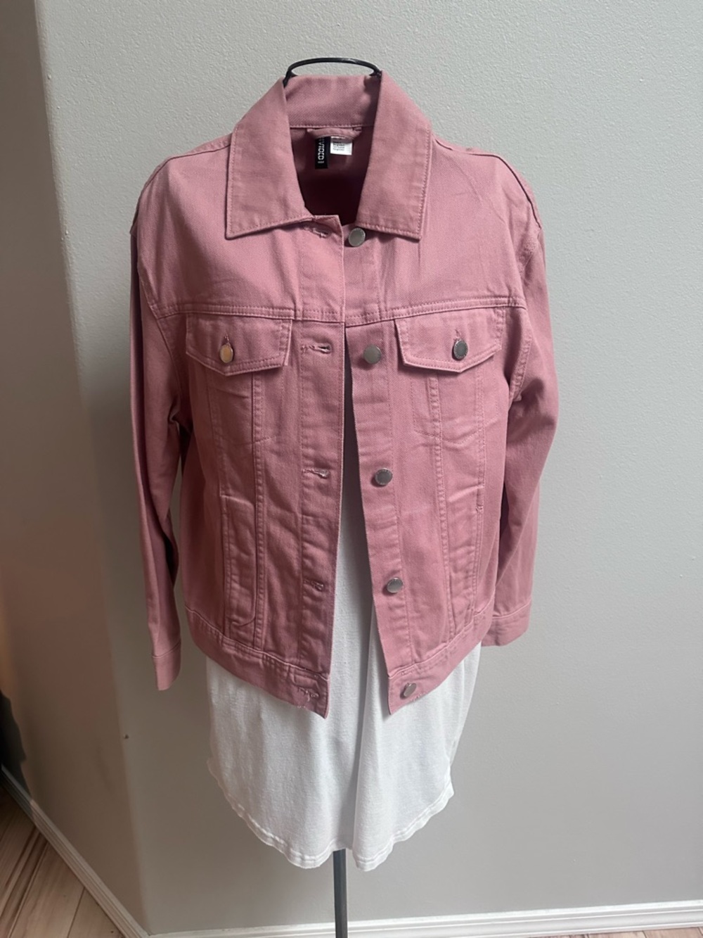 Women's Pink Denim Jacket - Casual Button-Up